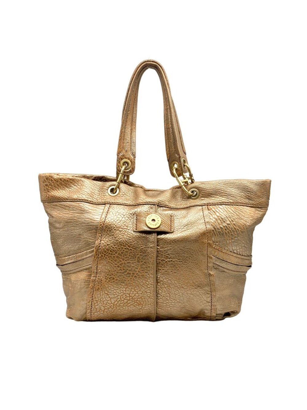 Kipling Metallic Gold Leather Celia Shopper Hobo